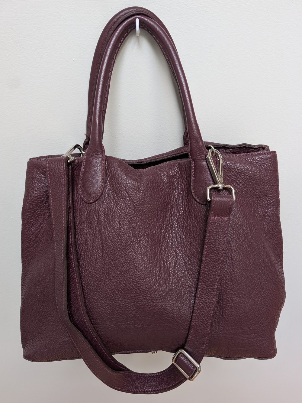 Vintage Roots Leather Satchel Burgundy/Plum - Picture 4 of 15